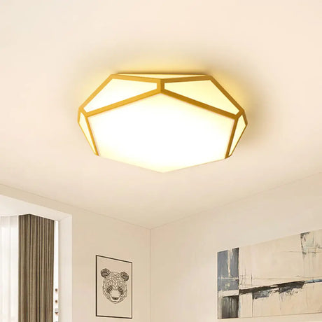 Hexagon Led Ceiling Light In Nordic Candy Colors For Corridors Yellow / 16.5’ White