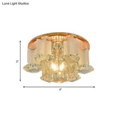 Hexagon Led Crystal Flushmount: Modern Close To Ceiling Lighting For Halls - Tan