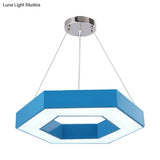 Hexagon Ring Led Chandelier In Vibrant Colors For Kindergarten Down Lighting