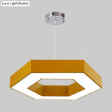 Hexagon Ring Led Chandelier In Vibrant Colors For Kindergarten Down Lighting