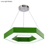 Hexagon Ring Led Chandelier In Vibrant Colors For Kindergarten Down Lighting