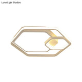 Hexagonal Ceiling Lamp - Modern Style Metallic Led 21’/27’ W Black And White/White Flush Light