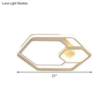Hexagonal Ceiling Lamp - Modern Style Metallic Led 21’/27’ W Black And White/White Flush Light