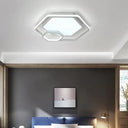 Hexagonal Ceiling Lamp - Modern Style Metallic Led 21’/27’ W Black And White/White Flush Light