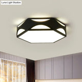 Hexagonal Led Ceiling Light With Acrylic Diffuser And Modern Black/White Iron Finish