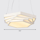 Hexagonal Led Chandelier With Modernist Design And Acrylic Shade - Tiered Suspension Lighting White