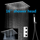 High Quality Thermostatic 20’’ Shower Set Polished Ceiling Rain Mist Panel Bathroom Faucets System 500x500mm 16 inch
