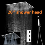 High Quality Thermostatic 20’’ Shower Set Polished Ceiling Rain Mist Panel Bathroom Faucets System 500x500mm 20 inch
