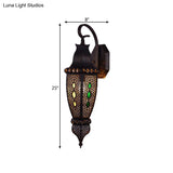 Hollow Arab Metal Wall Lamp Shade - Black Single Head Sconce Light Fixture For Restaurants