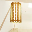 Hollow Bamboo Cylinder Ceiling Light: Modern Beige Hanging Lamp For Living Room Single Bulb