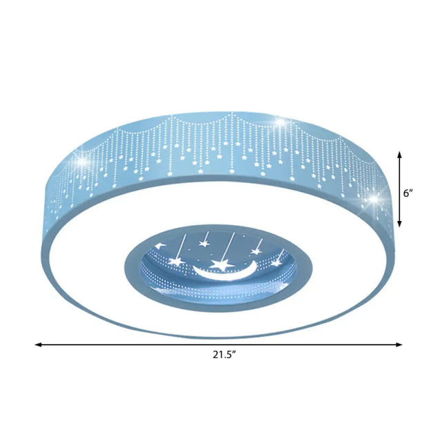 Hollow Led Flush Ceiling Light: Macaron Loft Metal Mount For Child Bedroom