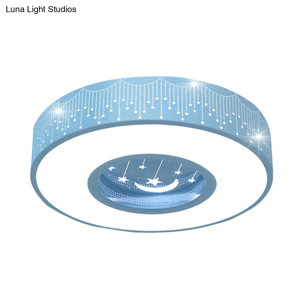Hollow Led Flush Ceiling Light: Macaron Loft Metal Mount For Child Bedroom