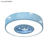 Hollow Led Flush Ceiling Light: Macaron Loft Metal Mount For Child Bedroom
