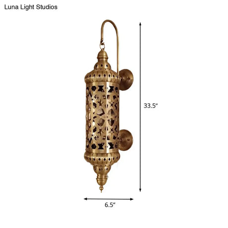Hollow-Out Wall Sconce Lamp - Arab-Inspired Metallic Brass Design