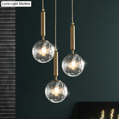 Honeycomb Glass Cluster Pendant Light With 3-Heads And Gold Finish