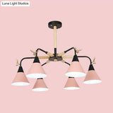 Horn-Shaped Macaroon Pendant Light - Metal Hanging Lamp For Bedroom
