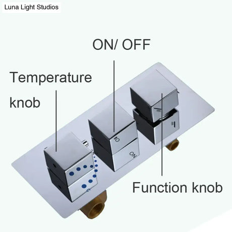 Hot selling Ceiling Rain LED Shower Faucets Set Thermostatic 3 ways Mixing Valve Faucets Body jets Massage 2 inch WHOLE