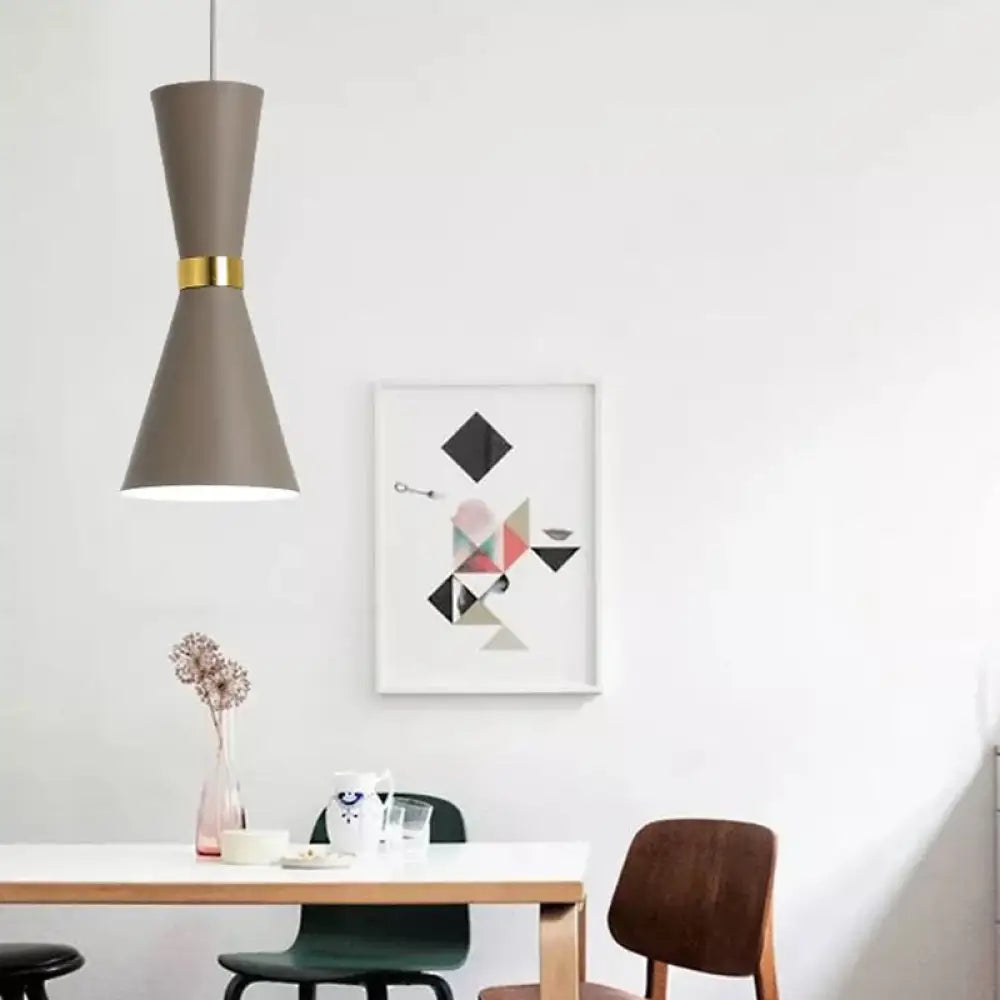 Hourglass Ceiling Hang Fixture - Contemporary Metal Pendant Light For Dining Room Down Lighting