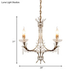 Ice Crystal 3-Head Candelabra Pendant Chandelier With Antiqued Rust Finish