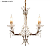 Ice Crystal 3-Head Candelabra Pendant Chandelier With Antiqued Rust Finish