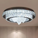 Iceberg Crystal Led Flush Mount Lamp: Sleek Tiered Design For Parlor Ceiling In Chrome