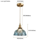 Icy Geometric Glass Hanging Lamp With Tiffany-Style Pendant Fixture