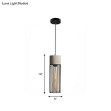 Industrial 1-Light Pendant Fixture With Cone/Cylinder/Triangle Iron Design In Black - Cement Socket