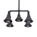 Industrial 5-Light Chandelier With Metal Shade In Black/Copper For Living Rooms Black