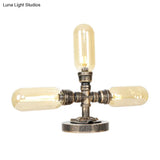 Industrial Amber/Clear Glass Capsule Led Table Lamp - Aged Bronze 3 Bulbs Perfect Nightstand Light