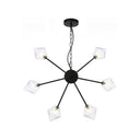 Industrial Amber/Clear Glass Diamond Shade Chandelier Lamp With Multiple Heads In