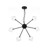 Industrial Amber/Clear Glass Diamond Shade Chandelier Lamp With Multiple Heads In
