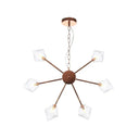 Industrial Amber/Clear Glass Diamond Shade Chandelier Lamp With Multiple Heads In