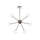 Industrial Amber/Clear Glass Diamond Shade Chandelier Lamp With Multiple Heads In