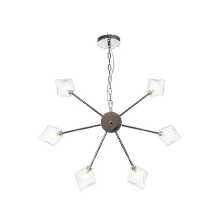 Industrial Amber/Clear Glass Diamond Shade Chandelier Lamp With Multiple Heads In