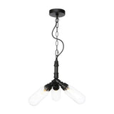 Industrial Amber/Clear Glass Hanging Chandelier With Led Lights For Dining Room - 2/3/4 Heads In