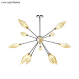 Industrial Amber/Clear Pendant Chandelier With Diamond Glass Shade - 9/12/15 Lights Living Room