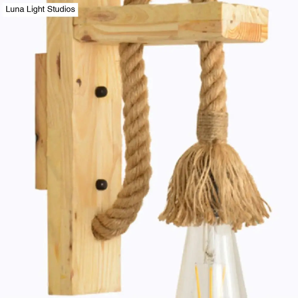 Industrial Bare Bulb Wall Sconce With Braided Rope For Restaurant Corridor Lighting