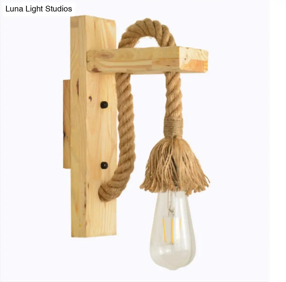 Industrial Bare Bulb Wall Sconce With Braided Rope For Restaurant Corridor Lighting