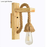 Industrial Bare Bulb Wall Sconce With Braided Rope For Restaurant Corridor Lighting