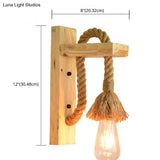 Industrial Bare Bulb Wall Sconce With Braided Rope For Restaurant Corridor Lighting