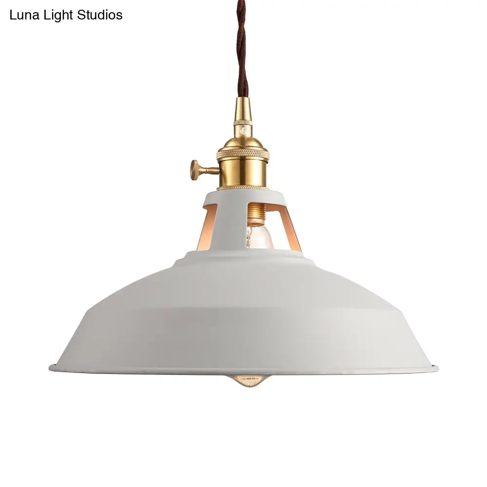 Industrial Barn Pendant Lamp - Stylish Black/White Metallic Ceiling Light For Kitchen With Hanging