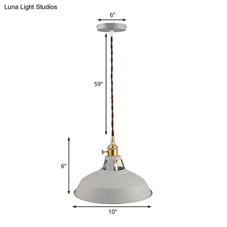 Industrial Barn Pendant Lamp - Stylish Black/White Metallic Ceiling Light For Kitchen With Hanging