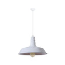 Industrial Barn Shade Pendant Lamp With Rolled-Trim Head - Red/Yellow/White Finish White