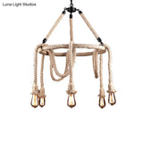 Industrial Beige Rope Chandelier - Exposed Bulbs 6/8 Lights Ideal For Dining Room