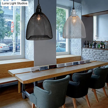 Industrial Bell Metal Pendant Light In Black/White/Copper - Perfect For Dining Room Hanging Ceiling