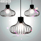 Industrial Black Cage Metal Pendant Light For Living Room Ceiling - Stylish Lighting Solution