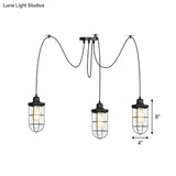 Industrial Black Caged Multi-Bulb Ceiling Light With Clear Glass - Perfect For Restaurants And Swag