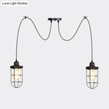 Industrial Black Caged Multi-Bulb Ceiling Light With Clear Glass - Perfect For Restaurants And Swag