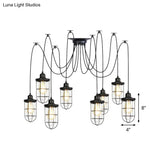 Industrial Black Caged Multi-Bulb Ceiling Light With Clear Glass - Perfect For Restaurants And Swag