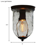 Industrial Black Clear Glass Ceiling Mount Light Fixture For Dining Room - 6’/8’ Wide